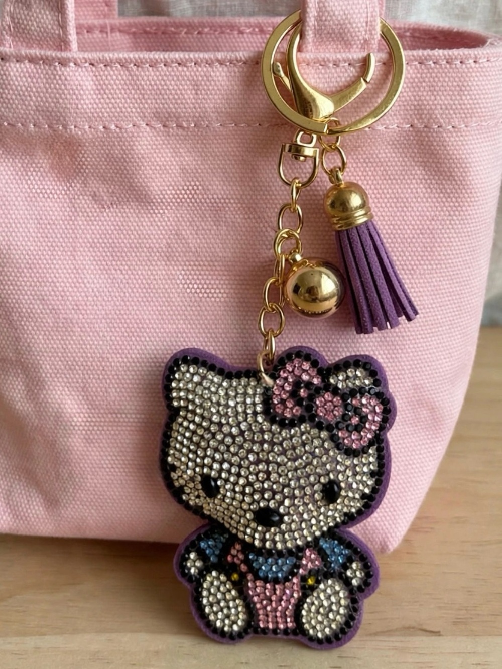 Pink and Purple Hello Kitty Keychain Bag Charm